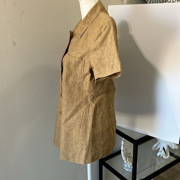 Crossing Pointe NWOT Women’s Short Sleeve Button Down Linen Top Size 10 - Picture 2 of 7